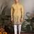 Yellow viscose silk thread with sequence embroidered work kurta only
