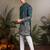 Green viscose silk thread with sequence embroidered work kurta only