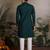 Green viscose silk real mirror with thread & sequence embroidered work kurta only