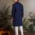 Navy blue viscose silk real mirror with thread & sequence embroidered work kurta only