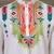 White pure cotton real mirror with multi thread work kurta only