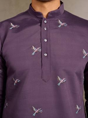 Dusta purple viscose silk thread with sequence embroidered work kurta only 5