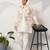 White satin silk thread with sequence embroidered work kurta jacket & bottom