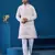 White viscose silk thread with sequence embroidered work kurta only