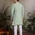 Pista green viscose silk thread with sequence embroidered work kurta only