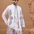 White viscose silk multi thread with sequence embroidered work kurta jacket & bottom