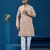 Beige viscose silk thread with sequence embroidered work kurta only