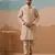 Beige viscose silk multi thread with sequence embroidered work kurta jacket & bottom