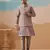 Grey viscose silk multi thread with sequence embroidered work kurta jacket & bottom