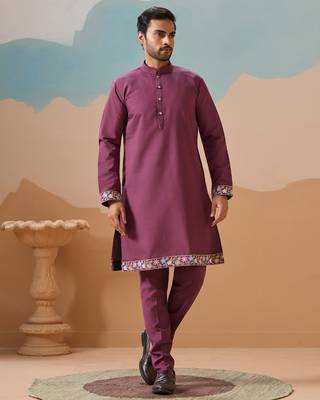 Dusty pink viscose silk multi thread with sequence embroidered work kurta jacket & bottom 3