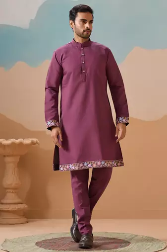 Dusty pink viscose silk multi thread with sequence embroidered work kurta jacket & bottom