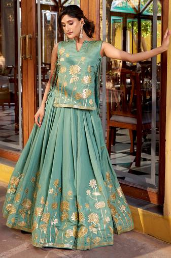 Pure Shimmer Thread Embroidery Co-ordset with Luxe Foil Detailing