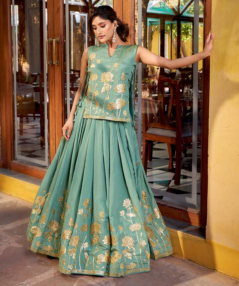 Pure Shimmer Thread Embroidery Co-ordset with Luxe Foil Detailing