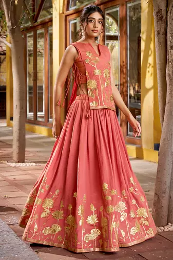 Pure Shimmer Thread Embroidery Co-ordset with Luxe Foil Detailing