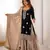 Black Chinon Silk Embroidered Kurta Sharara Set