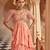 Peach embroidered raw silk anarkali