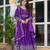 Lavender Embroidered American Silk Anarkali Set