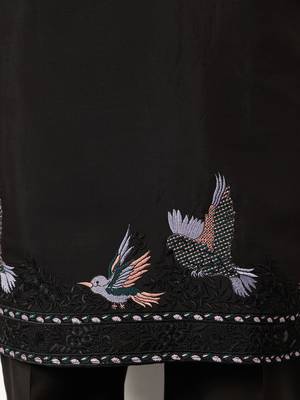 BLACK VISCOSE SILK THREAD & SEQUINS EMBROIDERED WORK FUNCTION FESTIVAL MARRIAGE PARTY WEAR STRAIGHT KURTA DUPATTA 7