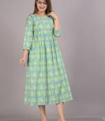 Aarti fashion green women printed fit and flare maternity ethnic dresses
