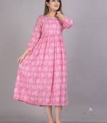 Aarti fashion pink women printed fit and flare maternity ethnic dresses