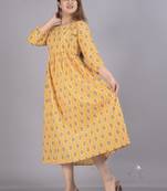 Aarti fashion yellow women printed fit and flare maternity ethnic dresses