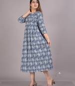 Aarti fashion blue women printed fit and flare maternity ethnic dresses
