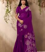 Dark purple munga silk handloom weaving saree