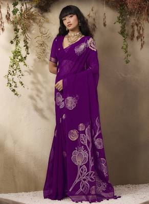 Dark purple munga silk handloom weaving saree 4