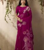 Rani pink munga silk handloom weaving saree