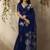 Navy blue munga silk handloom weaving saree