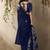 Navy blue munga silk handloom weaving saree
