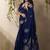 Navy blue munga silk handloom weaving saree