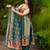 Printed silk blend readymade salwar kameez in teal
