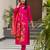 Printed rani pink silk readymade salwar kameez