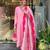 Women pink embroidered chanderi viscose kurta set with dupatta