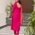 Printed rani pink silk readymade salwar kameez