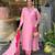 Women pink embroidered chanderi viscose kurta set with dupatta