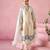 Off white embroidered viscose rayon straight kurta set with dupatta