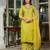 Fancy viscose rayon embroidery work salwar kameez in lemon