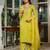 Fancy viscose rayon embroidery work salwar kameez in lemon