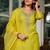 Fancy viscose rayon embroidery work salwar kameez in lemon