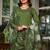 Embroidered work viscose chanderi salwar suit in dark green color