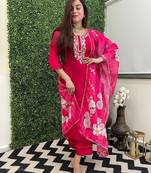 Viscose rani pink embroidered salwar kameez