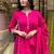 Rani pink embroidered chanderi readymade suit set