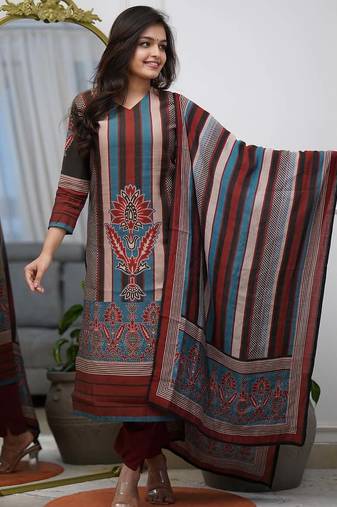Multicolor rayon printed trendy salwar kameez