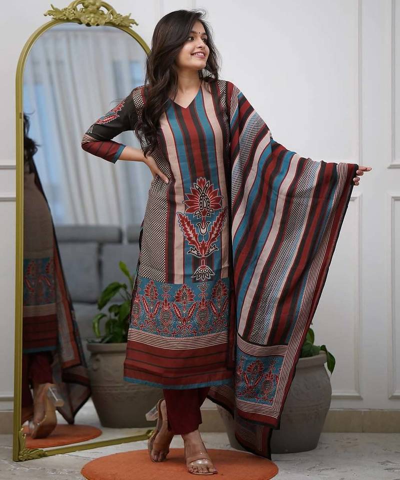 Multicolor rayon printed trendy salwar kameez
