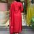 Embroidered chanderi salwar suit in red