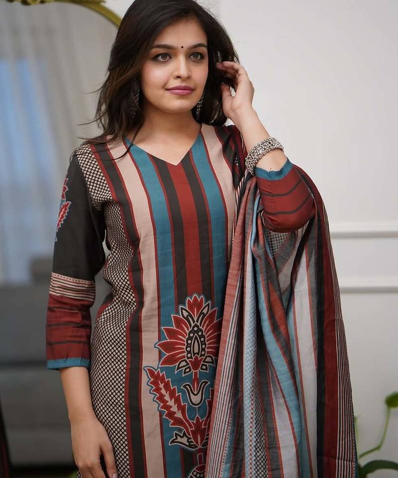 Multicolor rayon printed trendy salwar kameez