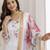 Embroidered work chanderi readymade salwar suit in white for women