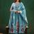 Chanderi silk sky blue embrodiered anarkali salwar kameez